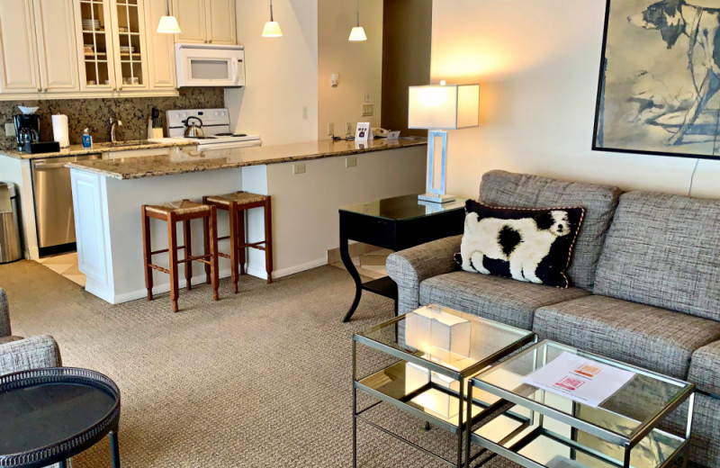 Guest room at Aspen Square Condominium Hotel.