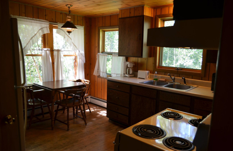 Cabin kitchen and dining room at Shoshone Lodge & Guest Ranch.