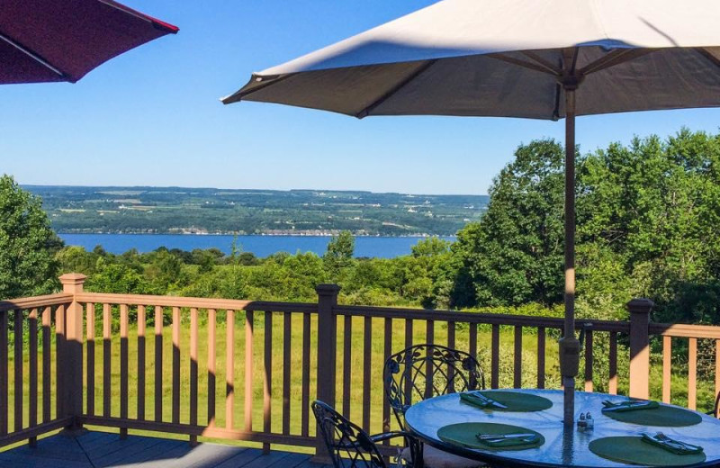 Breakfast is served on the deck during warmer weather at The Fox and The Grapes Bed and Breakfast.