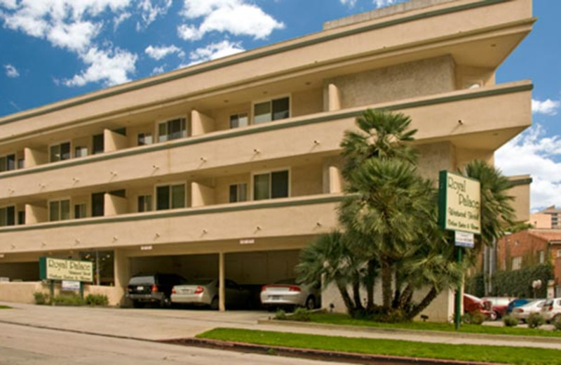 Exterior view of Royal Palace Westwood Hotel.