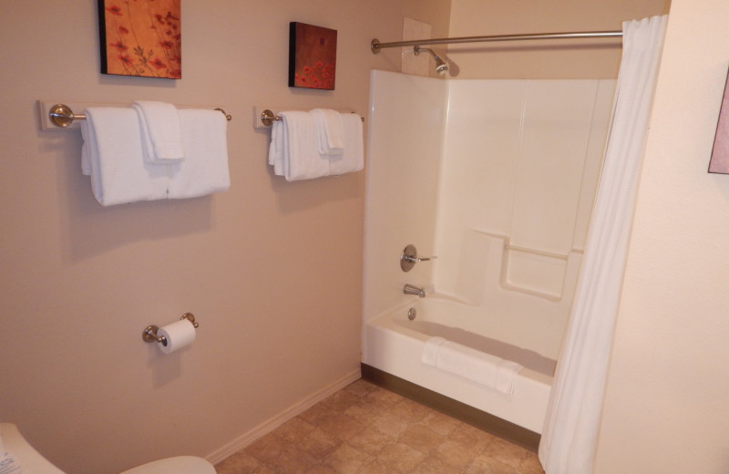 Cabin bathroom at Mount Shasta Resort.