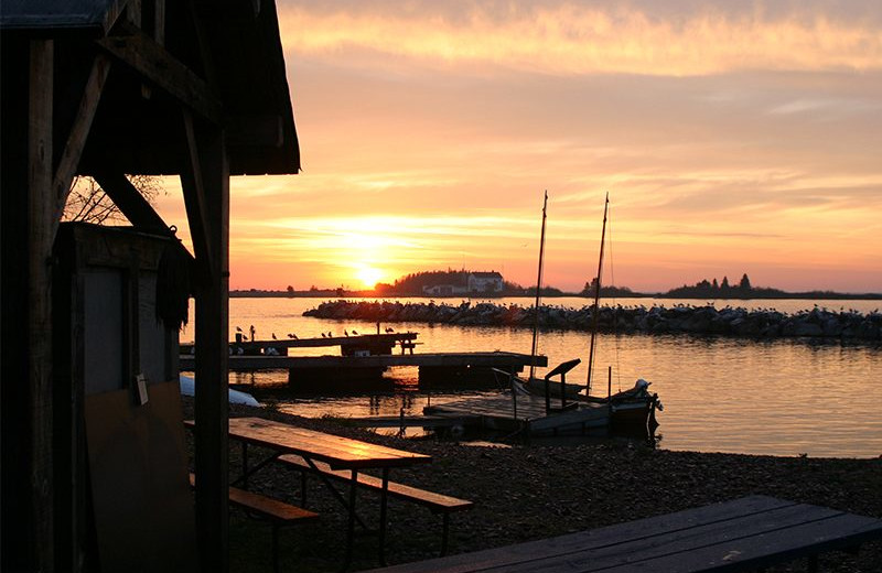 Sunset at Grand Marais Hotel Company.