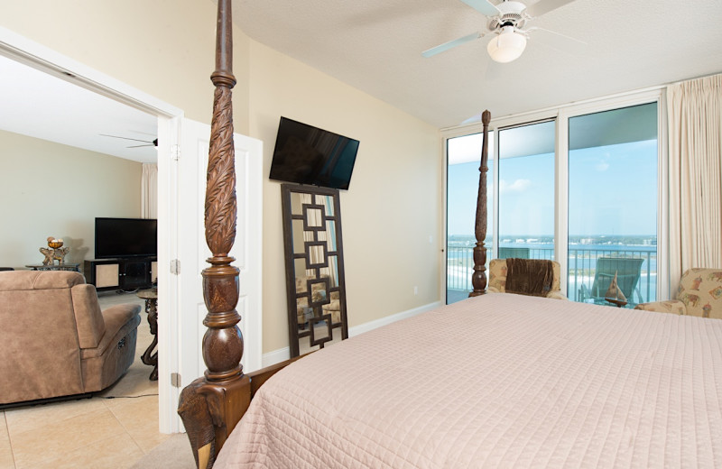 Rental bedroom at Sunset Properties.