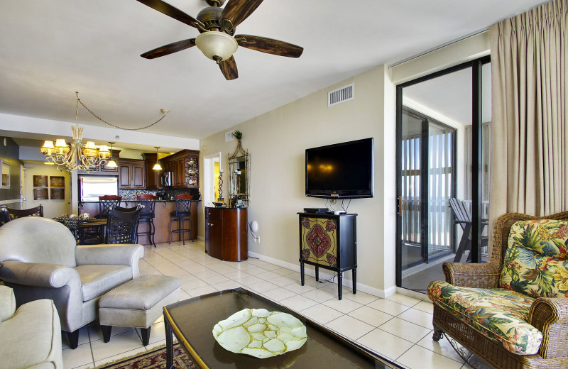 Rental living room at Gulf Coast Beach Getaways.