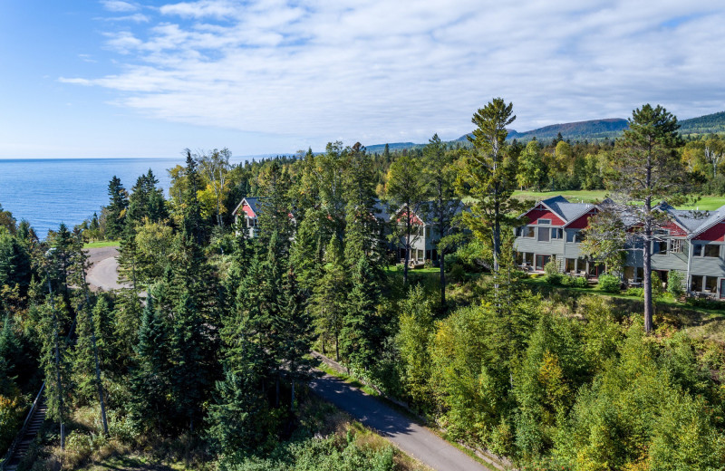 Exterior view of Lutsen Resort on Lake Superior.