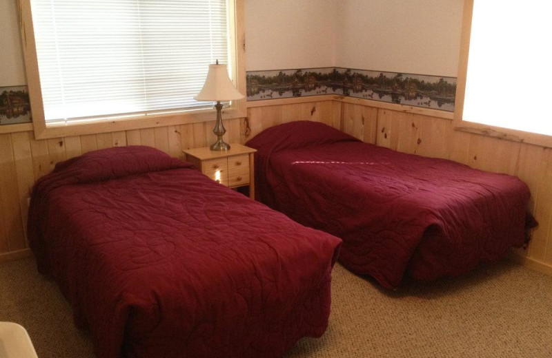 Cabin bedroom at Weslake Resort.