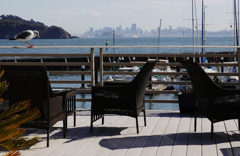 Patio view at Waters Edge Hotel Tiburon.