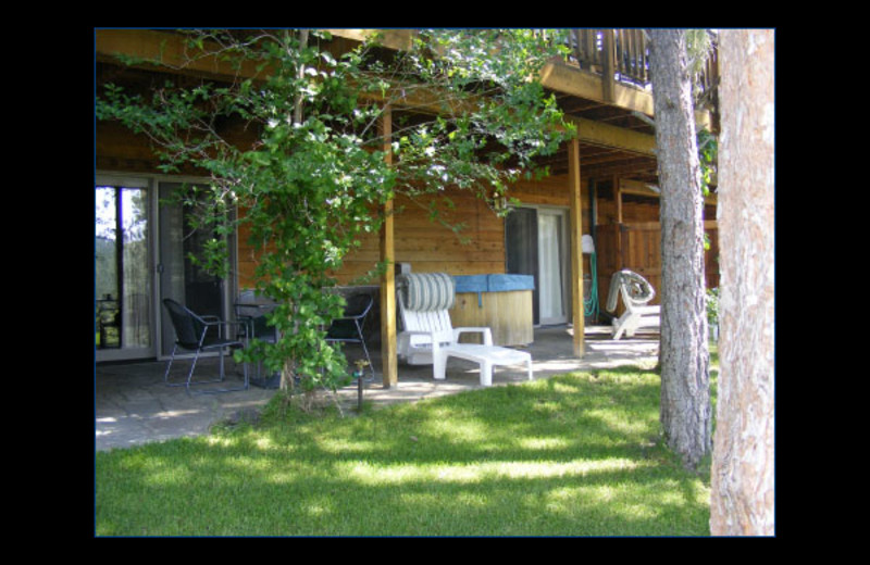 European room patio at Coyote Blues Village B&B.