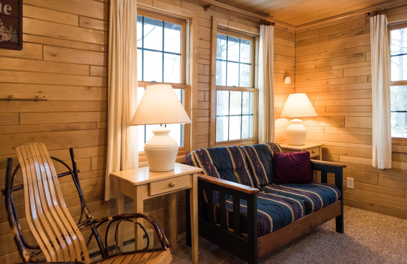 Cabin living room at Pitlik's Sand Beach Resort.