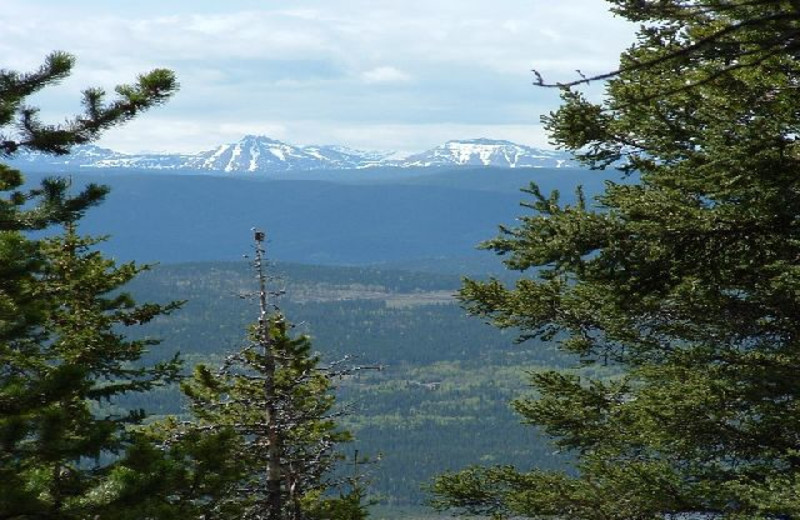 Mountain view at Cheechako Cabins.