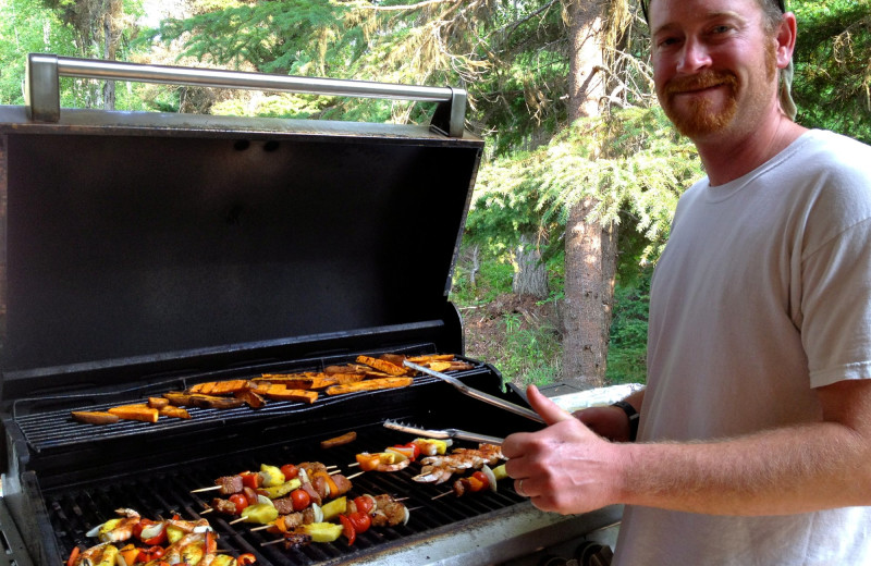 Grill on the deck of the Main Lodge, Alaska Heavenly Lodge.