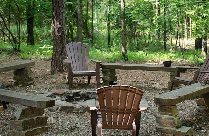 Cabin patio at Lake Mountain Cabins.