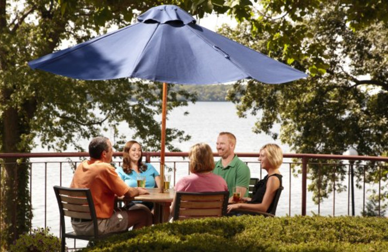 Patio dining at Heidel House Resort.