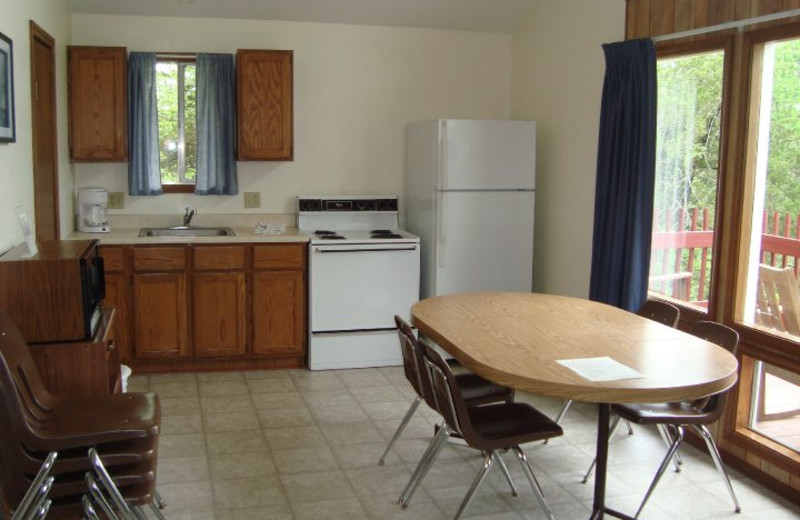 Cabin kitchen at Indian Trails Resort.