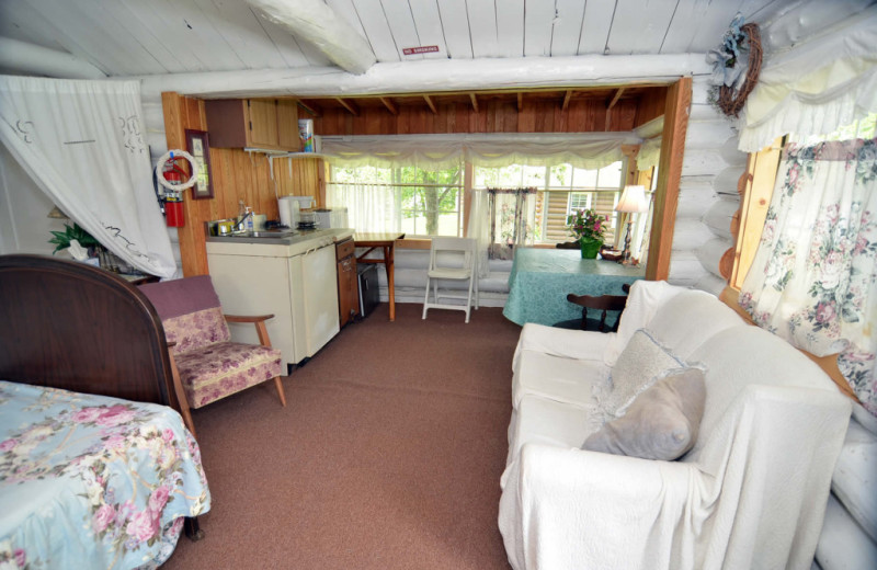 Cabin living room at Barker Lake Lodge.