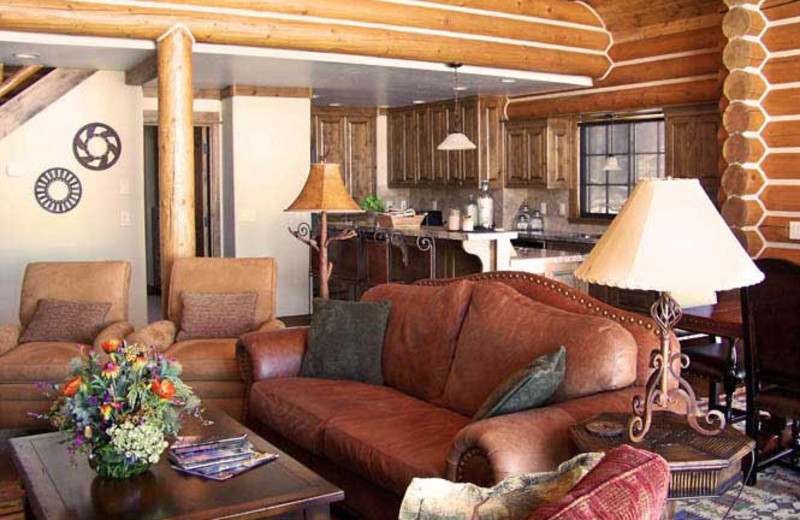 Cabin living room at Teton Springs Lodge.