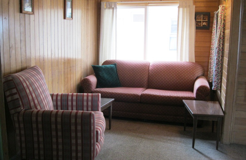Cabin living room at Betsy Ross Resort.