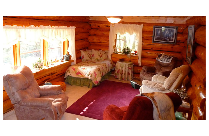 Cabin living room at Afognak Wilderness Lodge.