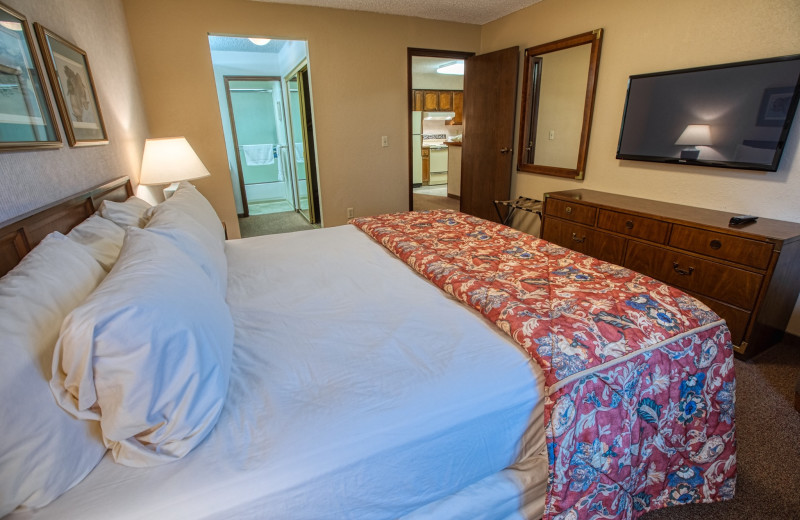 Guest room at Sophie Station Suites.