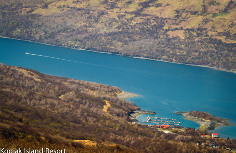 Aerial view of Alaska's Kodiak Island Resort.