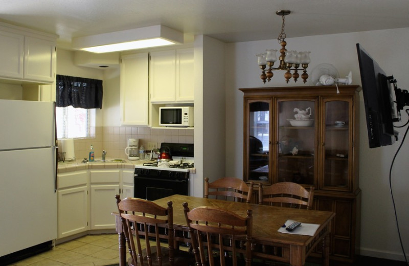 Cabin kitchen at Long Barn Lodge.