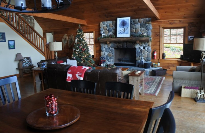 Cabin living room at Linville Cabins.