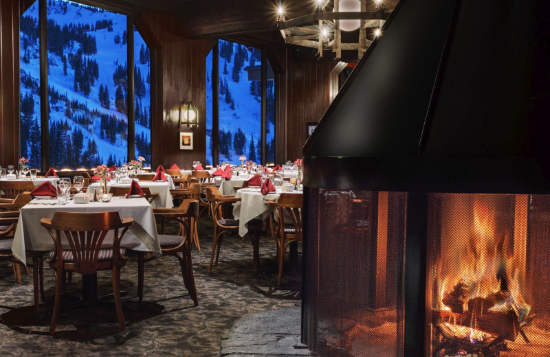 Dining at Alta's Rustler Lodge.