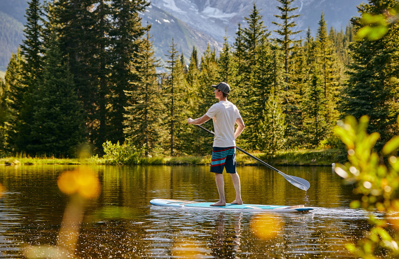 Paddle board at CMH Bugaboos Lodge.