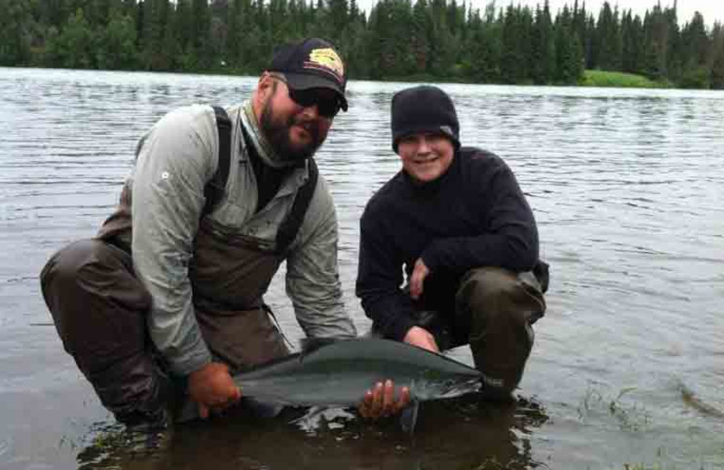 Family fishing at Great Alaska Adventure Lodge.