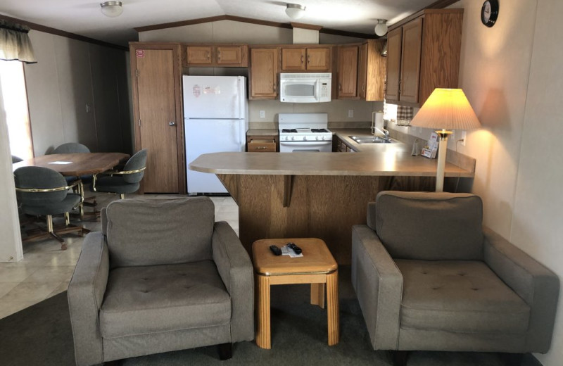 Cabin interior at McQuoid's Inn and Event Center.