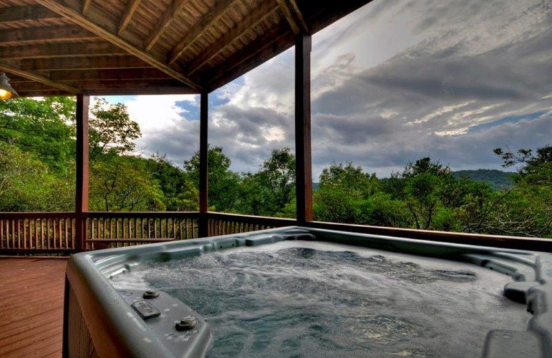 Rental hot tub at Nevaeh Cabin Rentals.