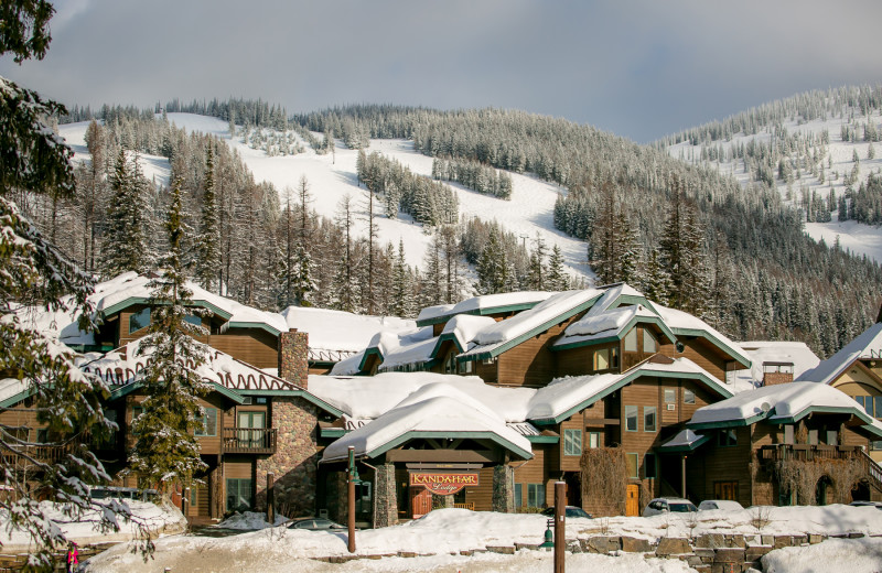 Winter exterior at Kandahar Lodge.