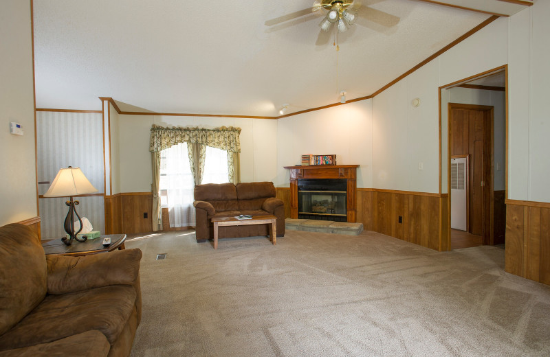 Cabin living room at Brady Mountain Resort & Marina.