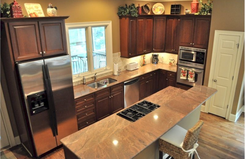 Rental kitchen at Mountain Vista Rentals.