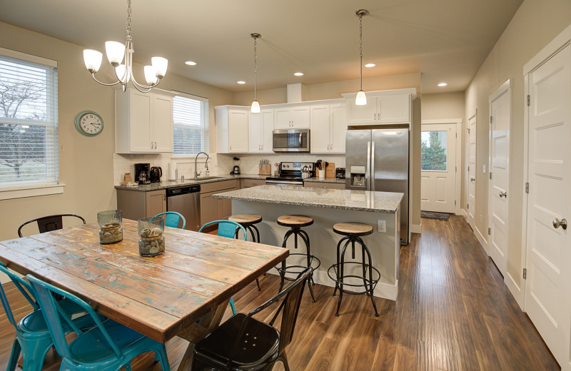 Rental kitchen at Oyhut Bay Seaside Village.