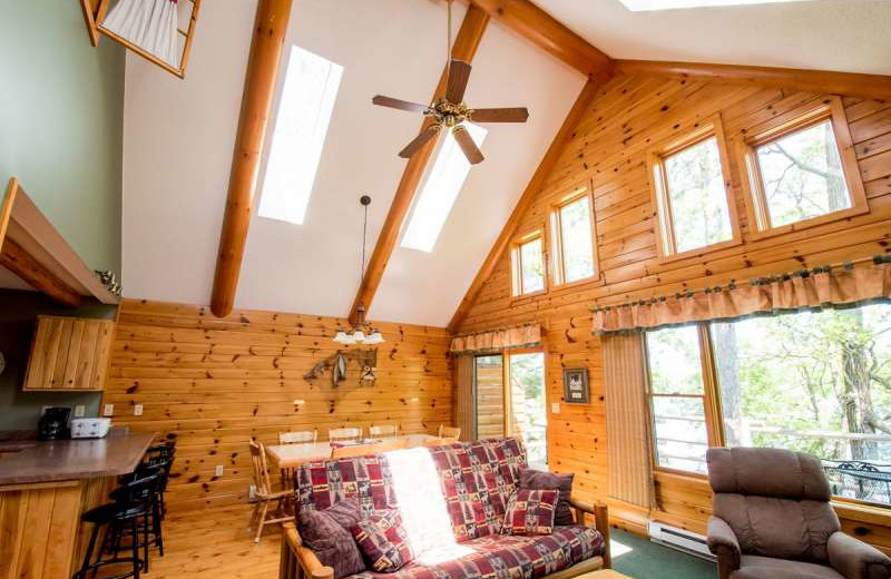 Cabin living room at Breezy Point Resort on Straight Lake.