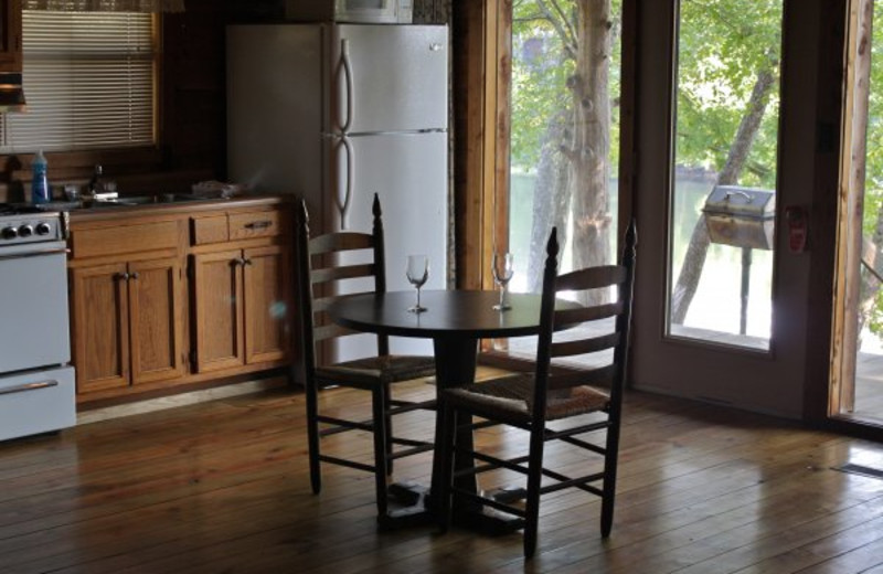 Cabin kitchen at Lindsey's Rainbow Resort.