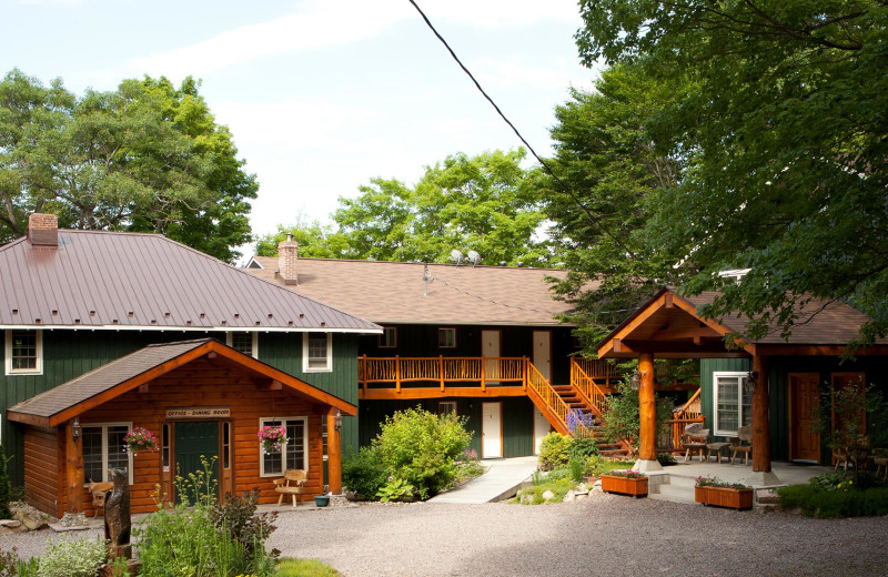 Exterior view of Heather Lodge, entrance to front desk, dining room.  