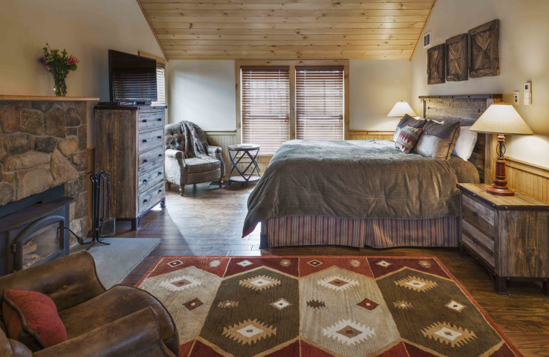 Cabin bedroom at The Mountain Top Inn & Resort.