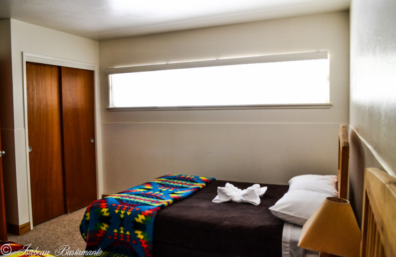 Cabin bedroom at Meeks Bay Resort & Marina.