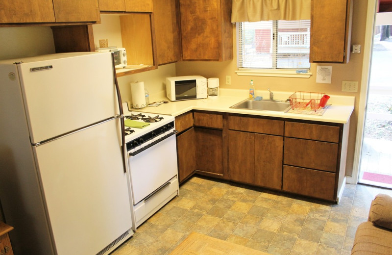 Cabin kitchen at Long Barn Lodge.