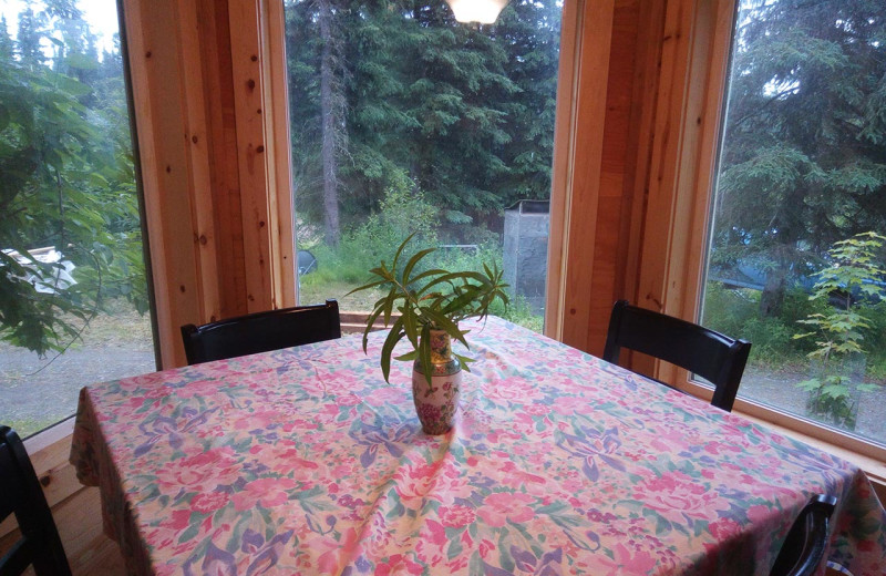 Cabin dining room at Hungry Moose Bed and Breakfast.