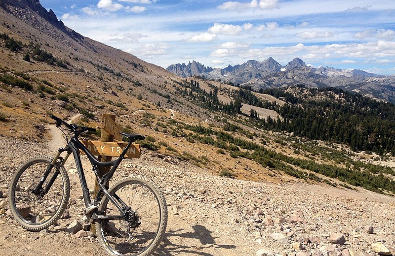 Biking along Mammoth Mountain at Seasons 4 Condominium Rentals.