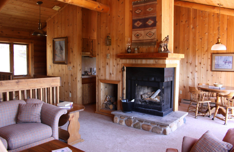 Cabin living room at Paradise Guest Ranch.