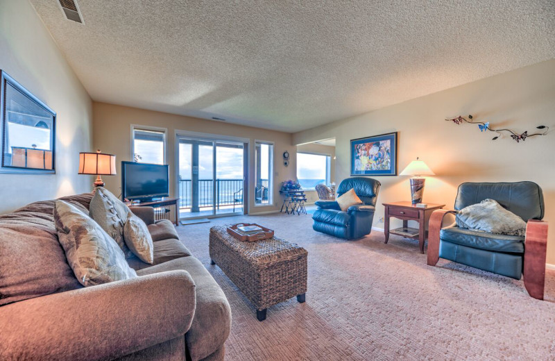 Rental living room at Cavalier Beachfront Condominiums.