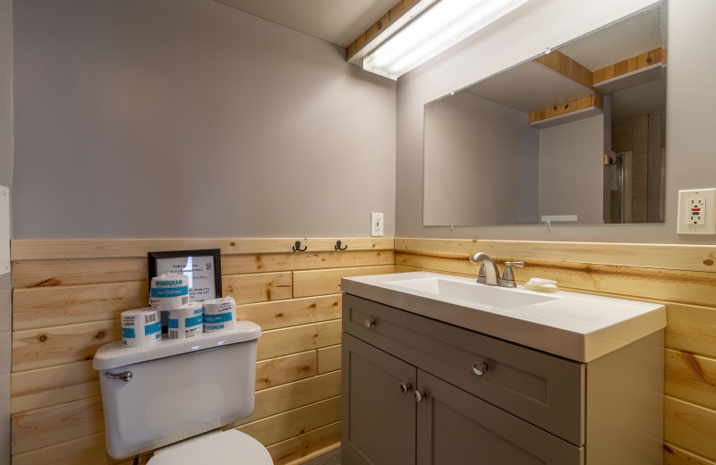 Cabin bathroom at Ten Mile Lake Resort.