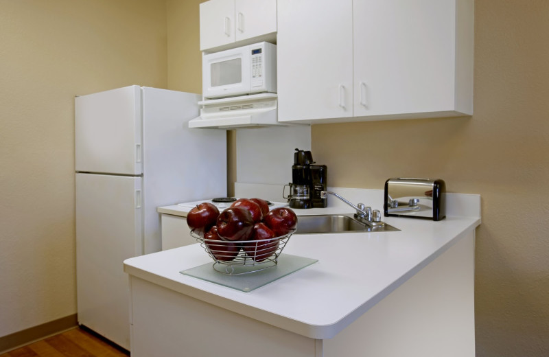 Guest kitchen area at Extended Stay America Austin.