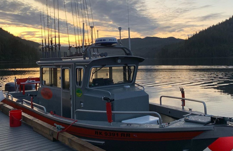 Boat at Screamin' Reels Lodge.