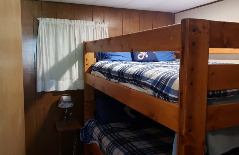 Cabin bedroom at Silver Beach Resort.
