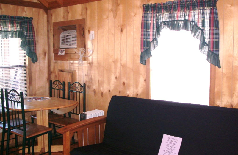 Cabin interior at Navarre Beach Campground.